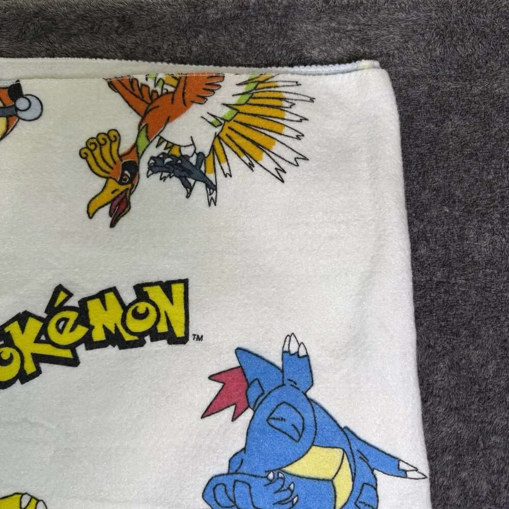 Vintage 1990s Pokemon Full Size Blanket 74x88 Polyester